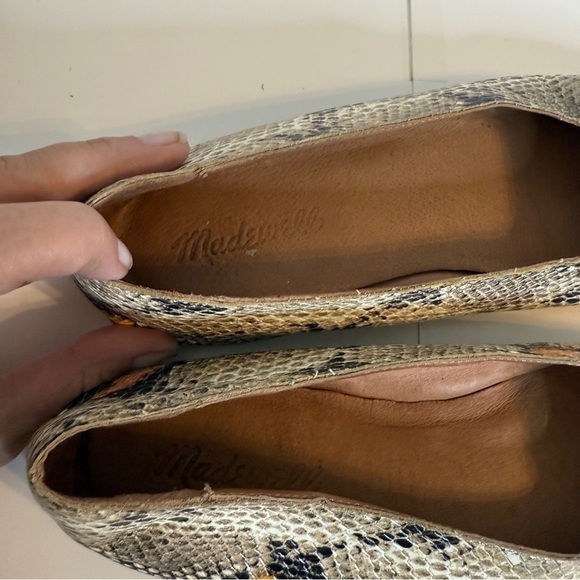 Madewell The Cory Flat in Snake Embossed Leather Light Umber Slip On Style AE220 - Picture 6 of 9